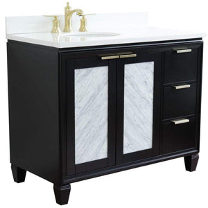 Bellaterra Home Vanity BellaTerra Home 43" Single vanity in Black finish with White quartz and oval sink- Left door/Left sink 400990-43L-BL-WEOL
