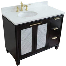 Load image into Gallery viewer, Bellaterra Home Vanity BellaTerra Home 43&quot; Single vanity in Black finish with White quartz and oval sink- Left door/Left sink 400990-43L-BL-WEOL