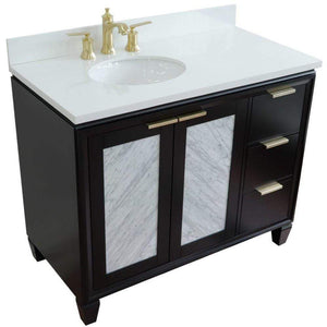 Bellaterra Home Vanity BellaTerra Home 43" Single vanity in Black finish with White quartz and oval sink- Left door/Left sink 400990-43L-BL-WEOL