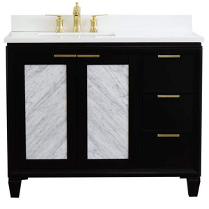 Bellaterra Home Vanity BellaTerra Home 43" Single vanity in Black finish with White quartz and rectangle sink- Left door/Left sink 400990-43L-BL-WERL