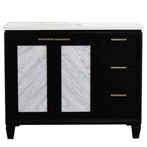 Bellaterra Home Vanity BellaTerra Home 43" Single vanity in Black finish with White quartz and rectangle sink- Left door/Left sink 400990-43L-BL-WERL