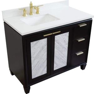 Bellaterra Home Vanity BellaTerra Home 43" Single vanity in Black finish with White quartz and rectangle sink- Left door/Left sink 400990-43L-BL-WERL
