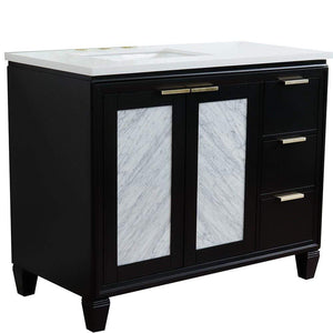 Bellaterra Home Vanity BellaTerra Home 43" Single vanity in Black finish with White quartz and rectangle sink- Left door/Left sink 400990-43L-BL-WERL