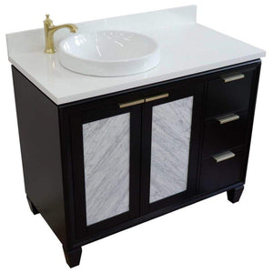 Bellaterra Home Vanity BellaTerra Home 43" Single vanity in Black finish with White quartz and round sink- Left door/Left sink 400990-43L-BL-WERDL