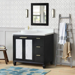 Bellaterra Home Vanity BellaTerra Home 43" Single vanity in Black finish with White quartz and round sink- Left door/Left sink 400990-43L-BL-WERDL