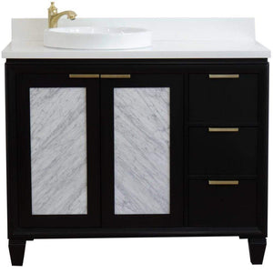 Bellaterra Home Vanity BellaTerra Home 43" Single vanity in Black finish with White quartz and round sink- Left door/Left sink 400990-43L-BL-WERDL