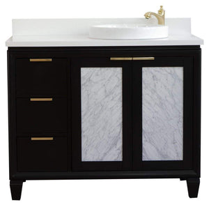 Bellaterra Home Vanity BellaTerra Home 43" Single vanity in Black finish with White quartz and round sink- Right door/Right sink 400990-43R-BL-WERDR
