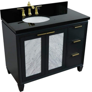 Bellaterra Home Vanity BellaTerra Home 43" Single vanity in Dark Gray finish with Black galaxy and oval sink- Left door/Left sink 400990-43L-DG-BGOL