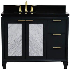 Bellaterra Home Vanity BellaTerra Home 43" Single vanity in Dark Gray finish with Black galaxy and oval sink- Left door/Left sink 400990-43L-DG-BGOL
