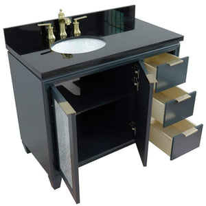 Bellaterra Home Vanity BellaTerra Home 43" Single vanity in Dark Gray finish with Black galaxy and oval sink- Left door/Left sink 400990-43L-DG-BGOL