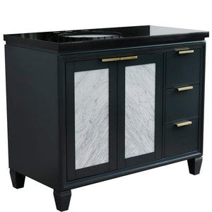 Bellaterra Home Vanity BellaTerra Home 43" Single vanity in Dark Gray finish with Black galaxy and oval sink- Left door/Left sink 400990-43L-DG-BGOL