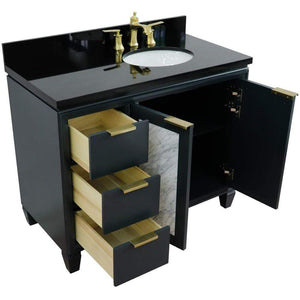 Bellaterra Home Vanity BellaTerra Home 43" Single vanity in Dark Gray finish with Black galaxy and oval sink- Right door/Right sink 400990-43R-DG-BGOR