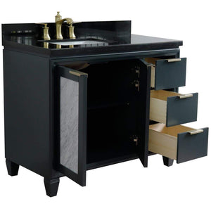 Bellaterra Home Vanity BellaTerra Home  43" Single vanity in Dark Gray finish with Black galaxy and rectangle sink- Left door/Left sink 400990-43L-DG-BGRL