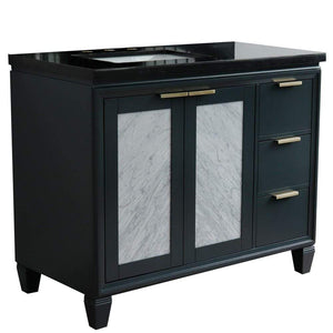 Bellaterra Home Vanity BellaTerra Home  43" Single vanity in Dark Gray finish with Black galaxy and rectangle sink- Left door/Left sink 400990-43L-DG-BGRL