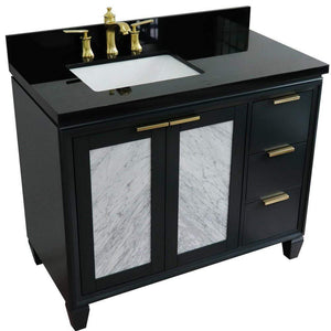 Bellaterra Home Vanity BellaTerra Home  43" Single vanity in Dark Gray finish with Black galaxy and rectangle sink- Left door/Left sink 400990-43L-DG-BGRL