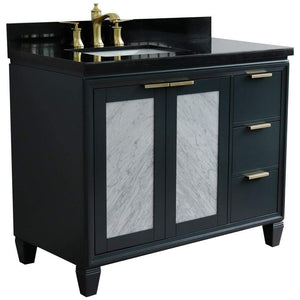 Bellaterra Home Vanity BellaTerra Home  43" Single vanity in Dark Gray finish with Black galaxy and rectangle sink- Left door/Left sink 400990-43L-DG-BGRL