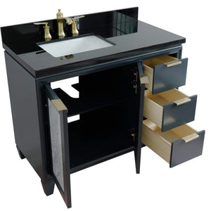 Bellaterra Home Vanity BellaTerra Home  43" Single vanity in Dark Gray finish with Black galaxy and rectangle sink- Left door/Left sink 400990-43L-DG-BGRL