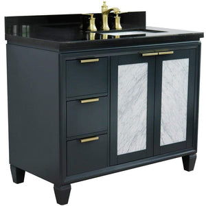 Bellaterra Home Vanity BellaTerra Home 43" Single vanity in Dark Gray finish with Black galaxy and rectangle sink- Right door/Right sink 400990-43R-DG-BGRR
