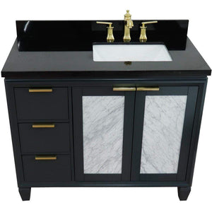 Bellaterra Home Vanity BellaTerra Home 43" Single vanity in Dark Gray finish with Black galaxy and rectangle sink- Right door/Right sink 400990-43R-DG-BGRR