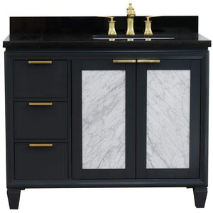 Bellaterra Home Vanity BellaTerra Home 43" Single vanity in Dark Gray finish with Black galaxy and rectangle sink- Right door/Right sink 400990-43R-DG-BGRR