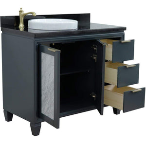 Bellaterra Home Vanity BellaTerra Home 43" Single vanity in Dark Gray finish with Black galaxy and round sink- Left door/Left sink 400990-43L-DG-BGRDL