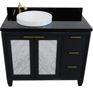 Bellaterra Home Vanity BellaTerra Home 43" Single vanity in Dark Gray finish with Black galaxy and round sink- Left door/Left sink 400990-43L-DG-BGRDL