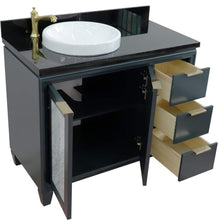 Load image into Gallery viewer, Bellaterra Home Vanity BellaTerra Home 43&quot; Single vanity in Dark Gray finish with Black galaxy and round sink- Left door/Left sink 400990-43L-DG-BGRDL