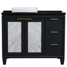 Load image into Gallery viewer, Bellaterra Home Vanity BellaTerra Home 43&quot; Single vanity in Dark Gray finish with Black galaxy and round sink- Left door/Left sink 400990-43L-DG-BGRDL