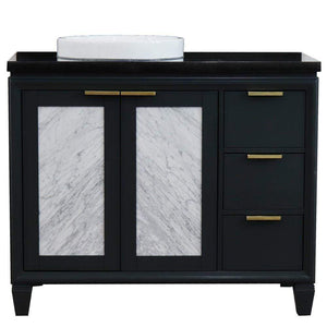 Bellaterra Home Vanity BellaTerra Home 43" Single vanity in Dark Gray finish with Black galaxy and round sink- Left door/Left sink 400990-43L-DG-BGRDL