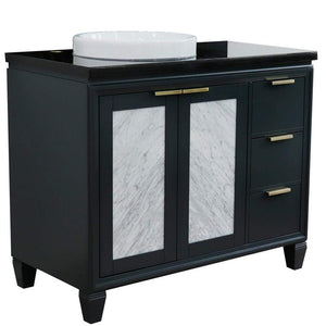 Bellaterra Home Vanity BellaTerra Home 43" Single vanity in Dark Gray finish with Black galaxy and round sink- Left door/Left sink 400990-43L-DG-BGRDL