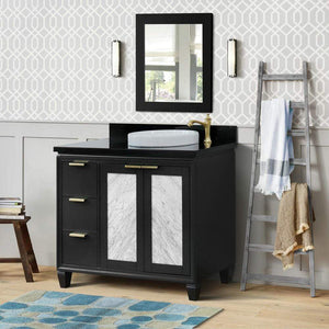 Bellaterra Home Vanity BellaTerra Home 43" Single vanity in Dark Gray finish with Black galaxy and round sink- Right door/Right sink 400990-43R-DG-BGRDR