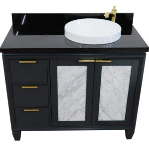 Bellaterra Home Vanity BellaTerra Home 43" Single vanity in Dark Gray finish with Black galaxy and round sink- Right door/Right sink 400990-43R-DG-BGRDR