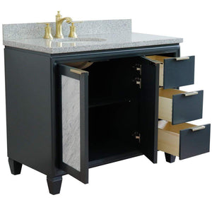 Bellaterra Home Vanity BellaTerra Home 43" Single vanity in Dark Gray finish with Gray granite and oval sink- Left door/Left sink 400990-43L-DG-GYOL