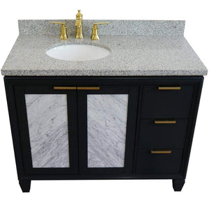 Bellaterra Home Vanity BellaTerra Home 43" Single vanity in Dark Gray finish with Gray granite and oval sink- Left door/Left sink 400990-43L-DG-GYOL