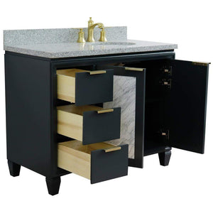 Bellaterra Home Vanity BellaTerra Home 43" Single vanity in Dark Gray finish with Gray granite and oval sink- Right door/Right sink 400990-43R-DG-GYOR