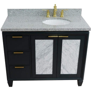 Bellaterra Home Vanity BellaTerra Home 43" Single vanity in Dark Gray finish with Gray granite and oval sink- Right door/Right sink 400990-43R-DG-GYOR