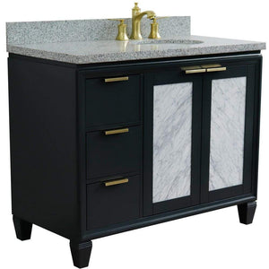 Bellaterra Home Vanity BellaTerra Home 43" Single vanity in Dark Gray finish with Gray granite and oval sink- Right door/Right sink 400990-43R-DG-GYOR