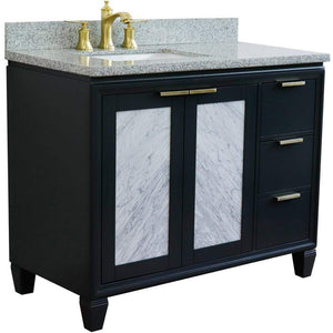 Bellaterra Home Vanity BellaTerra Home 43" Single vanity in Dark Gray finish with Gray granite and rectangle sink- Left door/Left sink 400990-43L-DG-GYRL