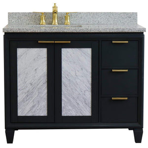 Bellaterra Home Vanity BellaTerra Home 43" Single vanity in Dark Gray finish with Gray granite and rectangle sink- Left door/Left sink 400990-43L-DG-GYRL