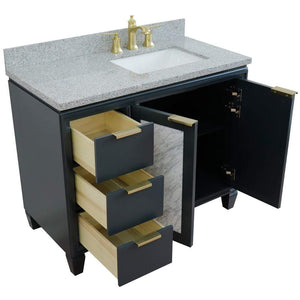 Bellaterra Home Vanity BellaTerra Home 43" Single vanity in Dark Gray finish with Gray granite and rectangle sink- Right door/Right sink 400990-43R-DG-GYRR