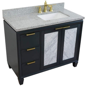 Bellaterra Home Vanity BellaTerra Home 43" Single vanity in Dark Gray finish with Gray granite and rectangle sink- Right door/Right sink 400990-43R-DG-GYRR