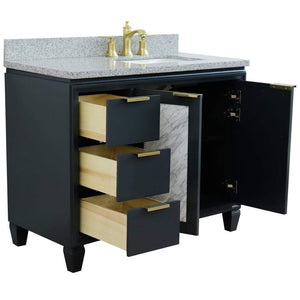 Bellaterra Home Vanity BellaTerra Home 43" Single vanity in Dark Gray finish with Gray granite and rectangle sink- Right door/Right sink 400990-43R-DG-GYRR