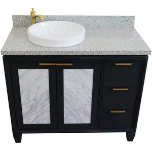 Bellaterra Home Vanity BellaTerra Home 43" Single vanity in Dark Gray finish with Gray granite and round sink- Left door/Left sink 400990-43L-DG-GYRDL
