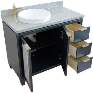 Bellaterra Home Vanity BellaTerra Home 43" Single vanity in Dark Gray finish with Gray granite and round sink- Left door/Left sink 400990-43L-DG-GYRDL