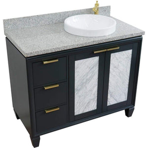 Bellaterra Home Vanity BellaTerra Home 43" Single vanity in Dark Gray finish with Gray granite and round sink- Right door/Right sink 400990-43R-DG-GYRDR