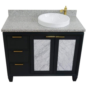 Bellaterra Home Vanity BellaTerra Home 43" Single vanity in Dark Gray finish with Gray granite and round sink- Right door/Right sink 400990-43R-DG-GYRDR