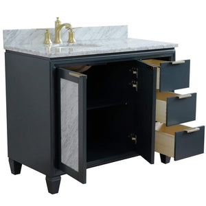 Bellaterra Home Vanity BellaTerra Home 43" Single vanity in Dark Gray finish with White Carrara and oval sink- Left door/Left sink 400990-43L-DG-WMOL