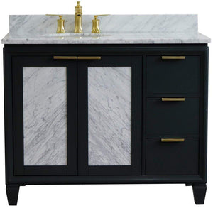 Bellaterra Home Vanity BellaTerra Home 43" Single vanity in Dark Gray finish with White Carrara and oval sink- Left door/Left sink 400990-43L-DG-WMOL