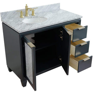 Bellaterra Home Vanity BellaTerra Home 43" Single vanity in Dark Gray finish with White Carrara and oval sink- Left door/Left sink 400990-43L-DG-WMOL