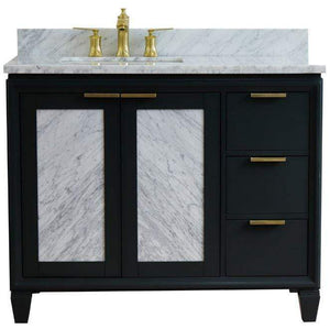 Bellaterra Home Vanity BellaTerra Home 43" Single vanity in Dark Gray finish with White Carrara and rectangle sink- Left door/Left sink 400990-43L-DG-WMRL